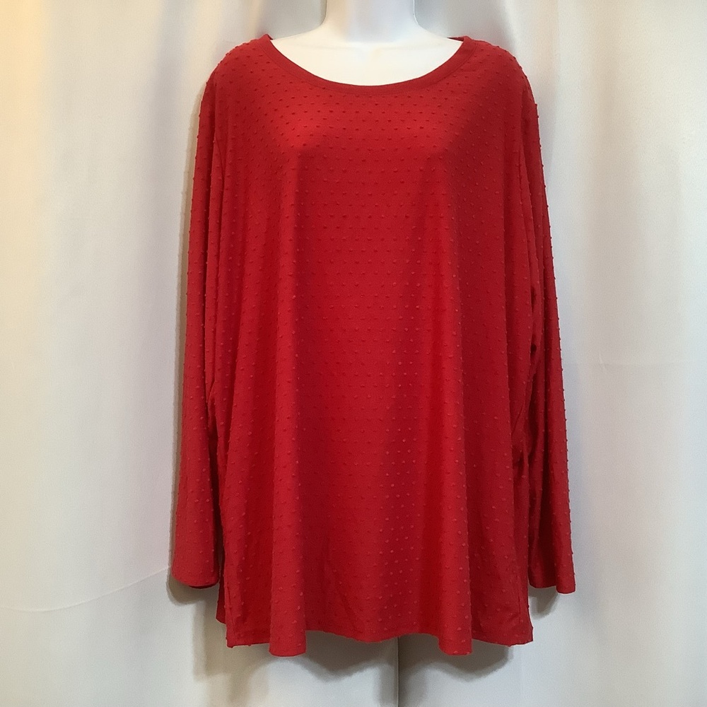Joe Fresh Top Women’s Size 2X Long Sleeve Round Neck Red